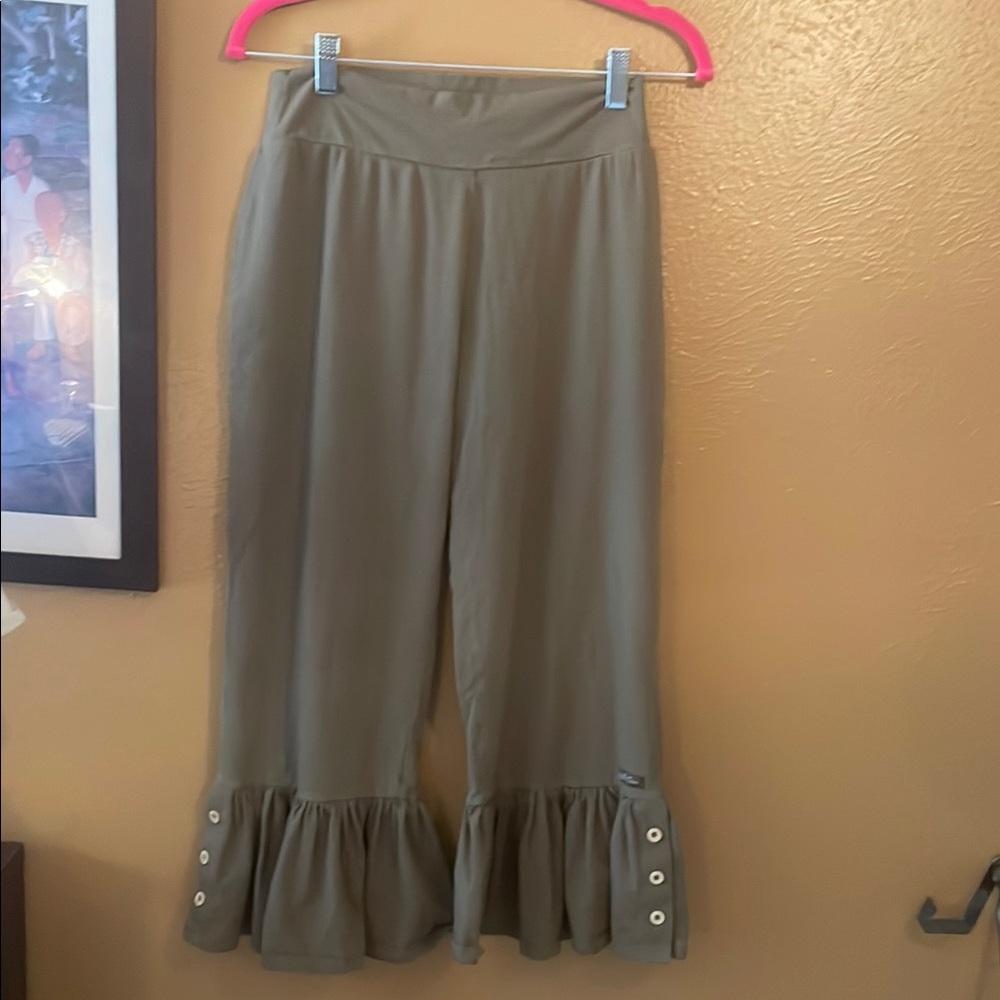 Matilda Jane olive green Ruffle Pants with Buttons